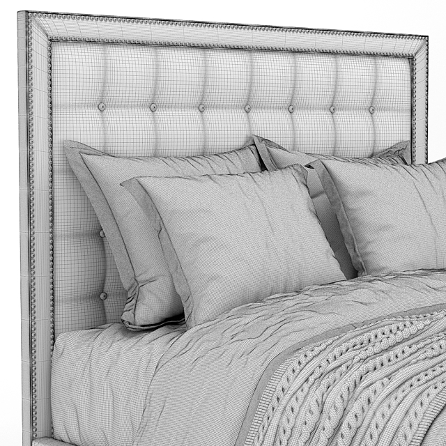 Arhaus felix tufted bed 3DS Max Model - thumbnail 5