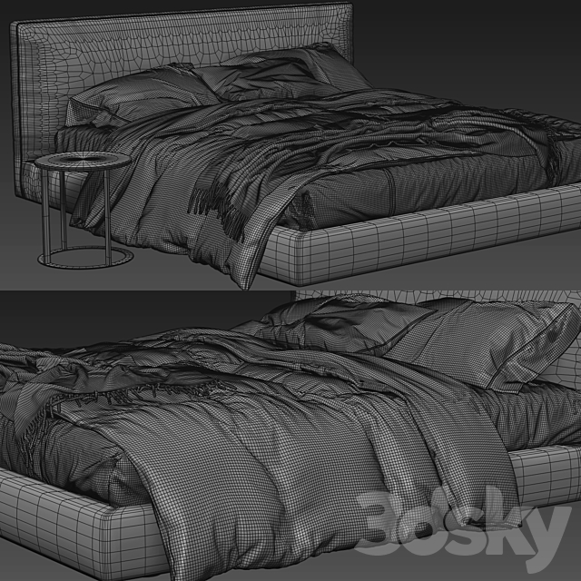 B & B Italia Richard Bed 3DS Max Model - thumbnail 3