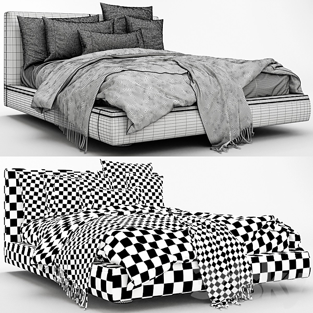 B & B Italia Richard Bed 3DS Max Model - thumbnail 3