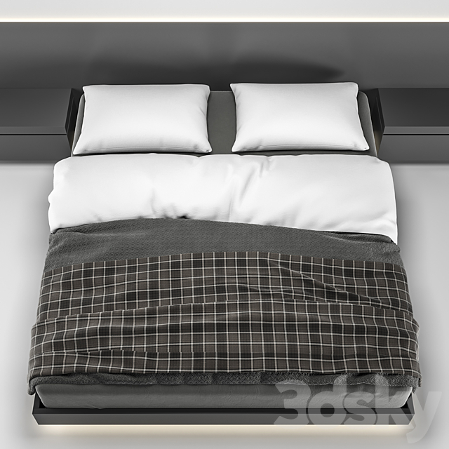 Backlit bed 3DS Max Model - thumbnail 2