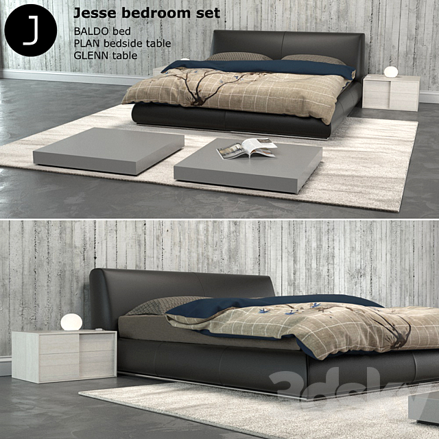 Baldo bed set 3ds Max - thumbnail 1