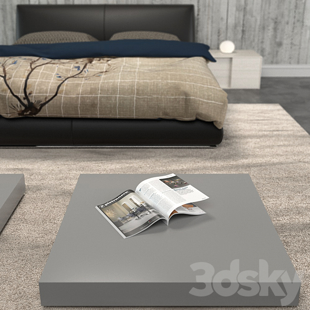 Baldo bed set 3ds Max - thumbnail 2