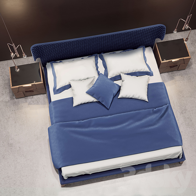 Bamax slash bed and nightstands 3DSMax File - thumbnail 2