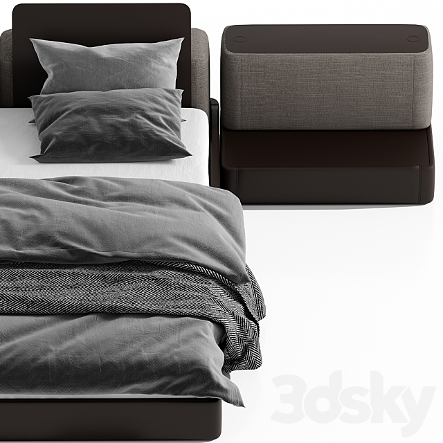 BASE bed with side tables 3DSMax File - thumbnail 2