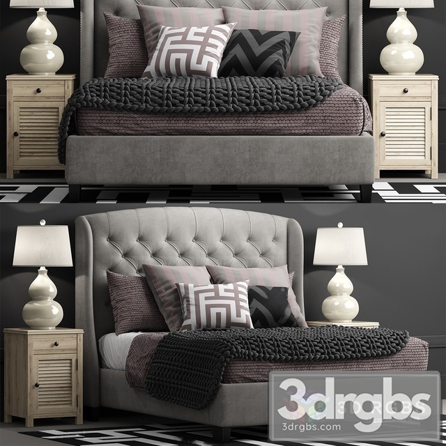 Bassett Arched Queen Bed 3dsmax Download - thumbnail 1