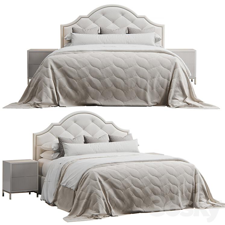 Bassett Bonnet Headboard Bed 3DS Max Model - thumbnail 2