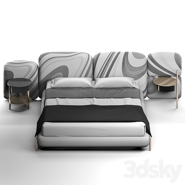 BAXTER STONE BED 3DS Max Model - thumbnail 2