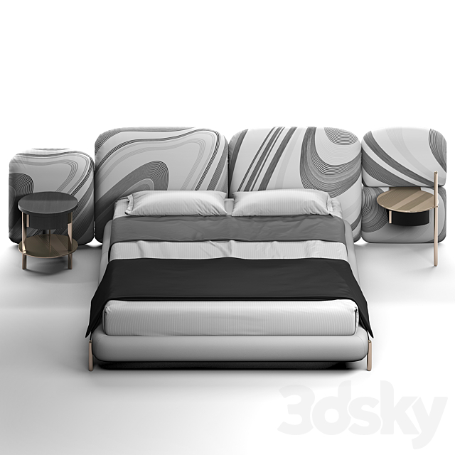 BAXTER STONE BED 3DS Max Model - thumbnail 2