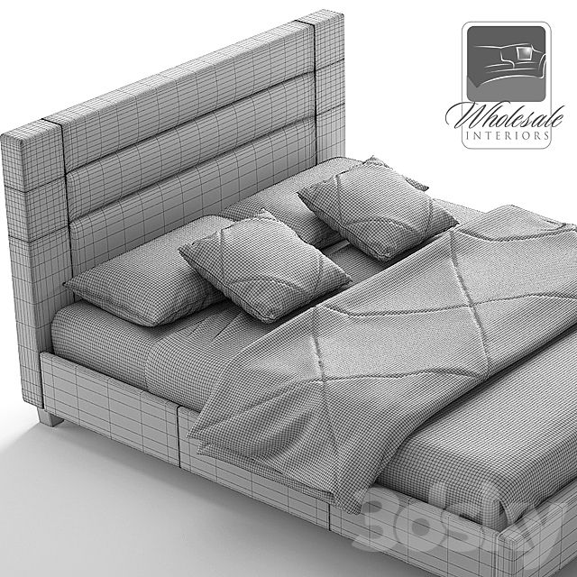 Baxton Studio Hillary Upholstered Platform Bed 3DSMax File - thumbnail 2