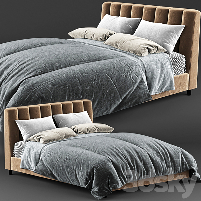 Baxton Studio Vino Modern Bed 3DSMax File - thumbnail 1