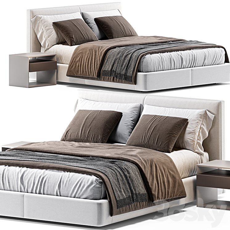 B&B Italia Richard Bed 3DS Max Model - thumbnail 1