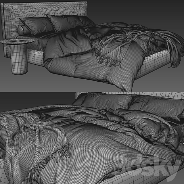 B&B Italia Richard Bed 3DS Max Model - thumbnail 4