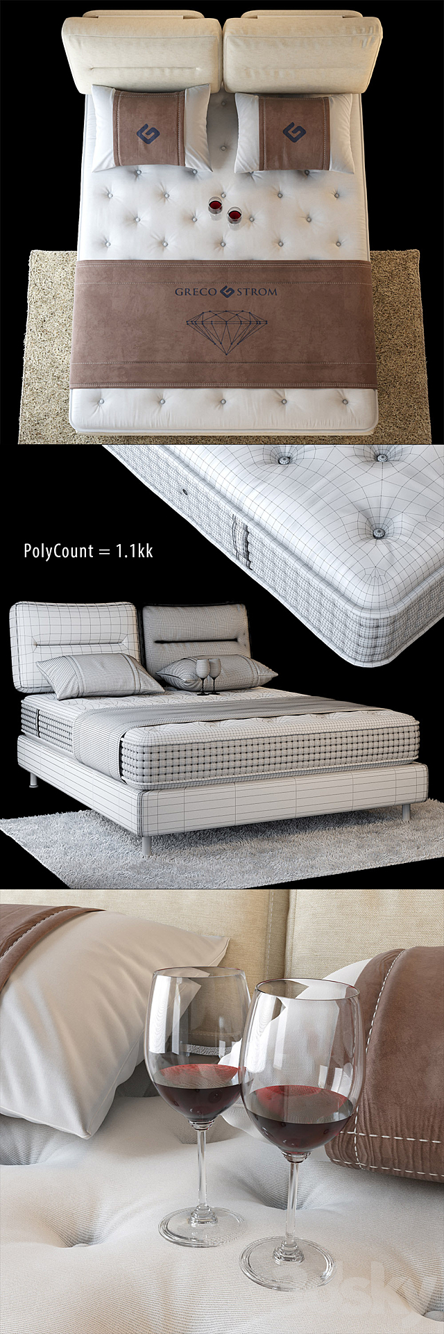 BED # 4 + MATRESS by Greco Strom 3DSMax File - thumbnail 3