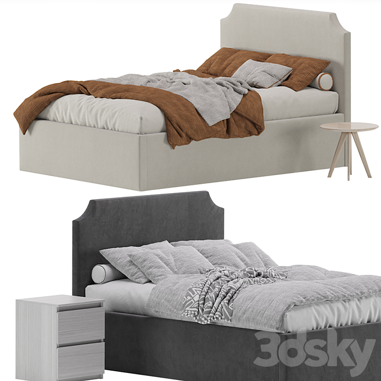 Bed Adona 140 Barhat Gray by Divan.ru 3DS Max Model - thumbnail 1