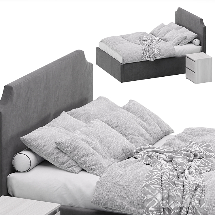 Bed Adona 140 Barhat Gray by Divan.ru 3DS Max Model - thumbnail 2