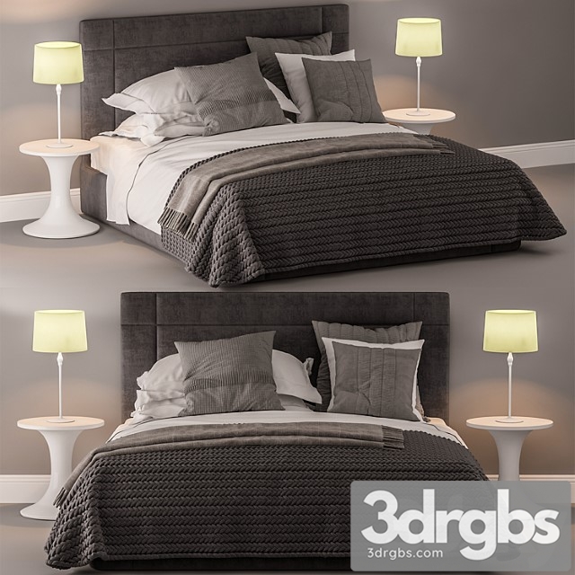 Bed and bed sheet set 2 2 3dsmax Download - thumbnail 1