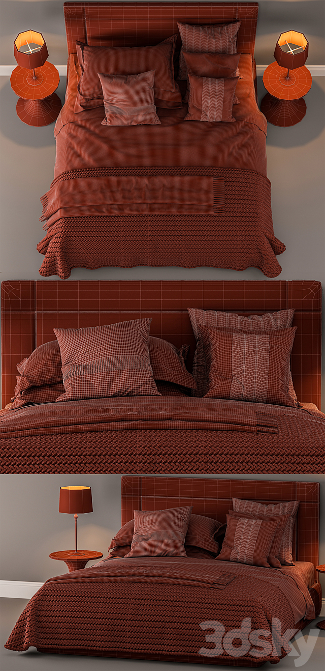 Bed and bed sheet set 2 3DSMax File - thumbnail 3