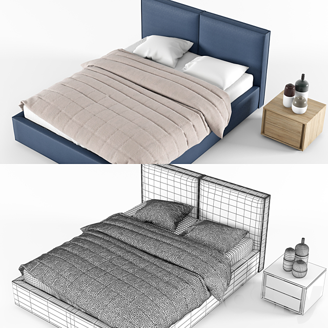 Bed and bedside table decor company Zegen + 3DSMax File - thumbnail 2