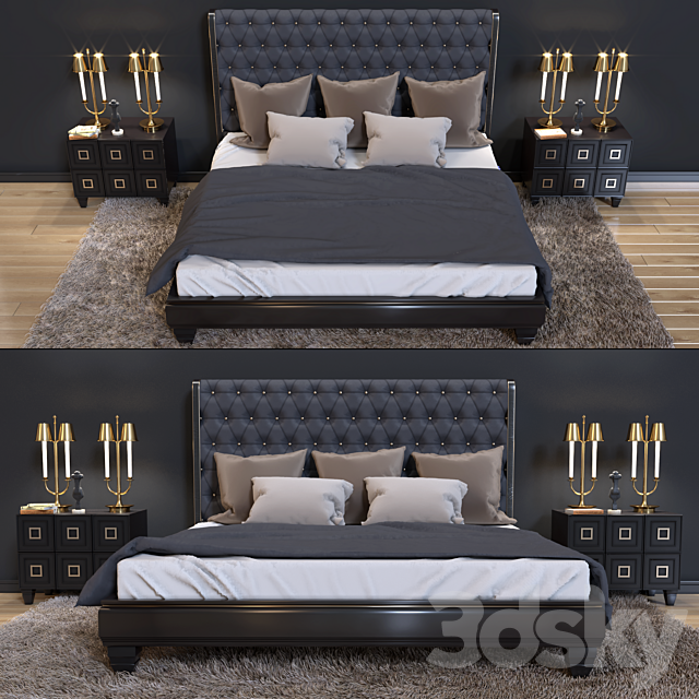 Bed and bedside table Ferre Home 3DSMax File - thumbnail 1