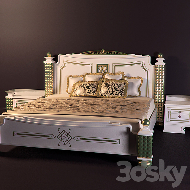 Bed and bedside tables 3DSMax File - thumbnail 1