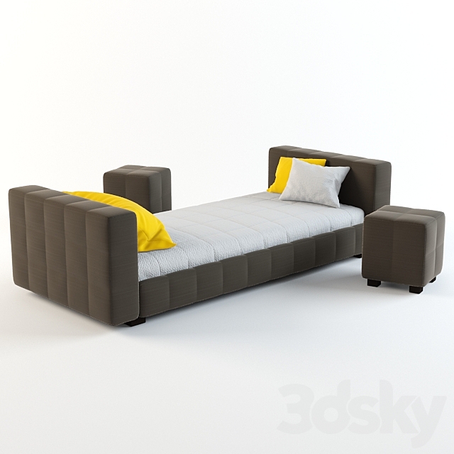 Bed and poof Bonaldo 3ds Max - thumbnail 1