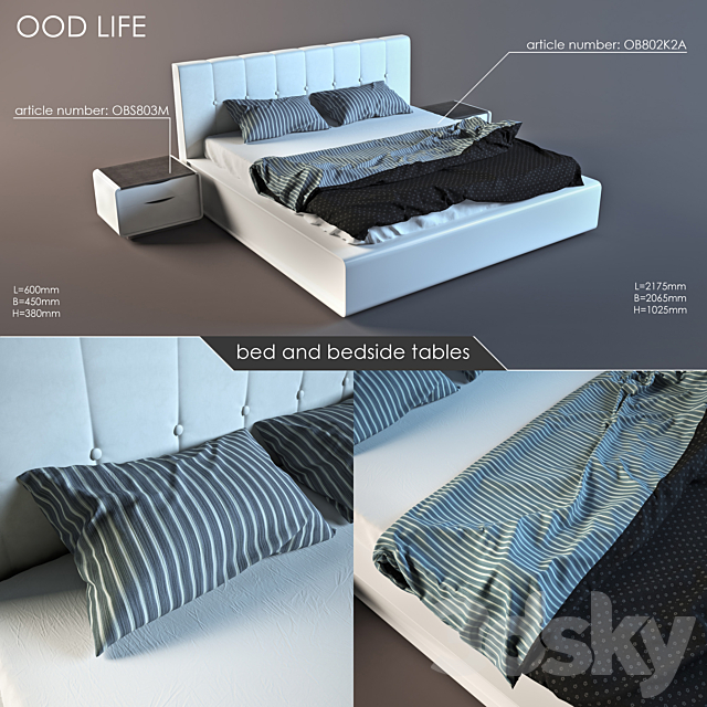 Bed and tubes factory “OOD LIFE”. made in China. 3DSMax File - thumbnail 1