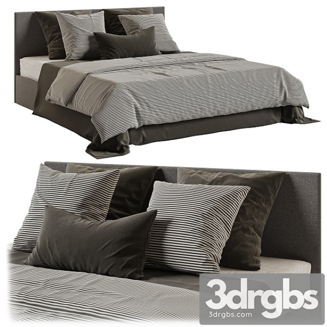 Bed Askona Evita With Bedding 3dsmax Download - thumbnail 1