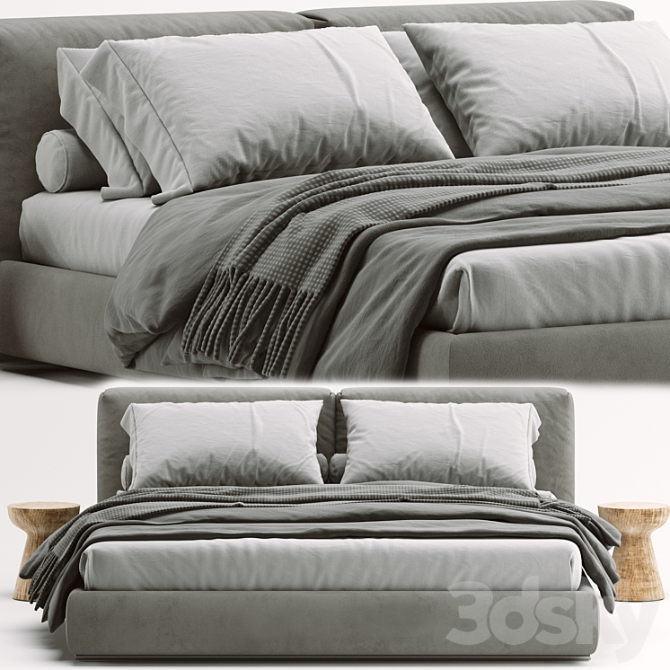 Bed Asolo Flexform 3DS Max Model - thumbnail 2