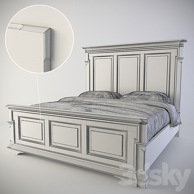 Bed Bernhardt Antiquarian Panel Bed (365-H06-F06-R06) 3DSMax File - thumbnail 2