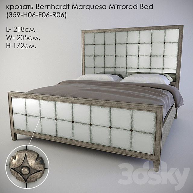 Bed Bernhardt Marquesa Mirrored Bed (359-H06-F06-R06) 3DSMax File - thumbnail 1