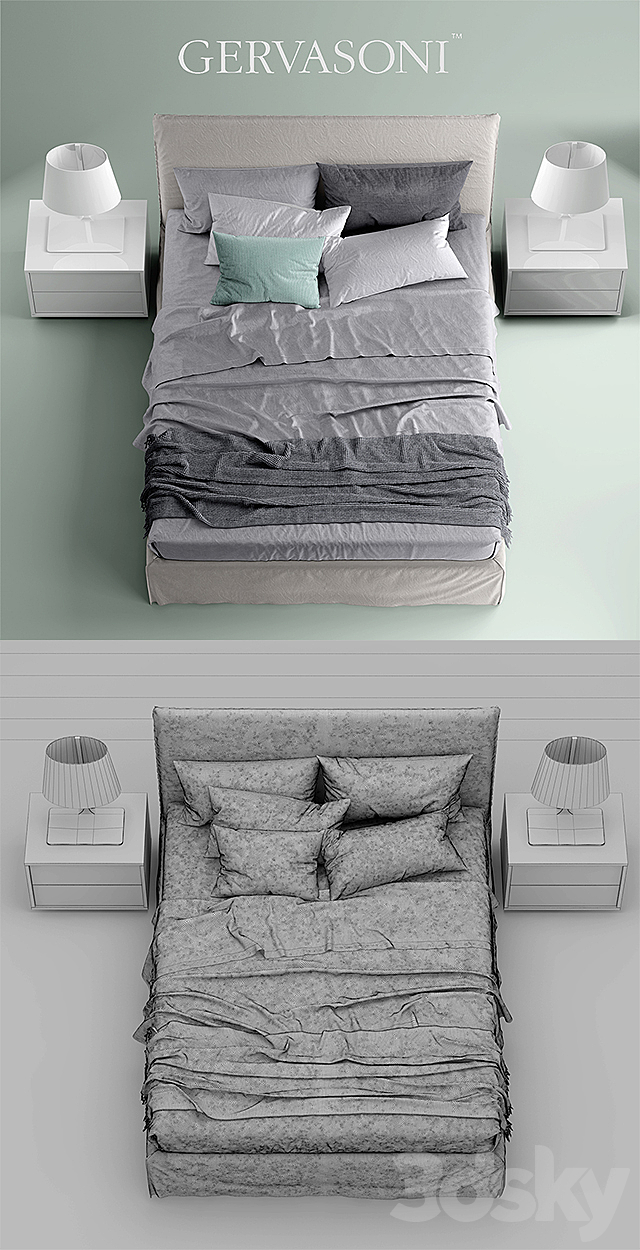 Bed Bett gervasoni Ghost 80 E 3DSMax File - thumbnail 3