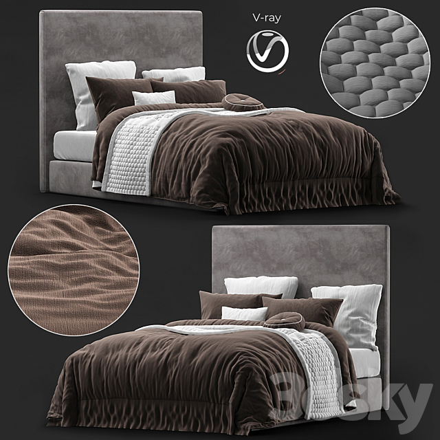 Bed Blanket Cover Crystal Velvet Bed Cover 3DSMax File - thumbnail 1