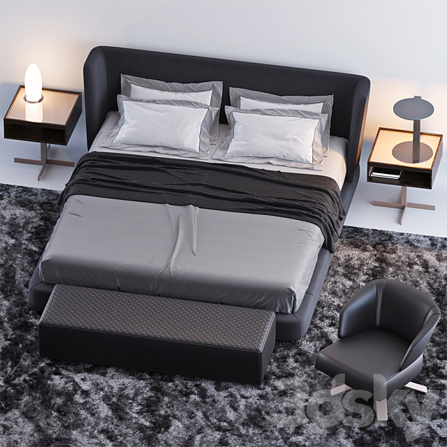 BED BY MINOTTI 4 3DS Max Model - thumbnail 2