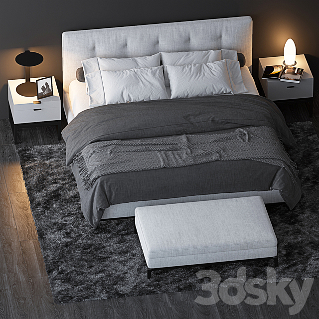 BED BY MINOTTI 7 3DS Max Model - thumbnail 2