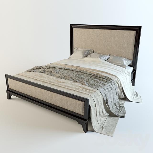 Bed California King Upholstered Panel Bed 3DSMax File - thumbnail 1