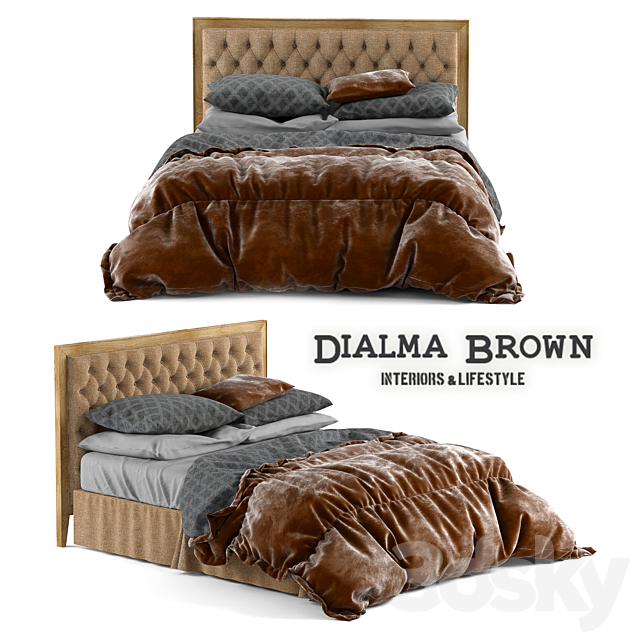 Bed Dialma Brown 3ds Max - thumbnail 1