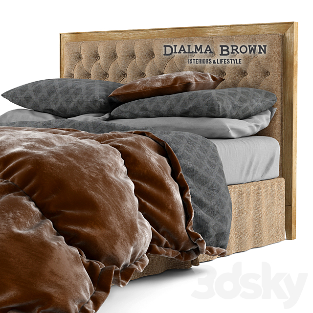 Bed Dialma Brown 3ds Max - thumbnail 2