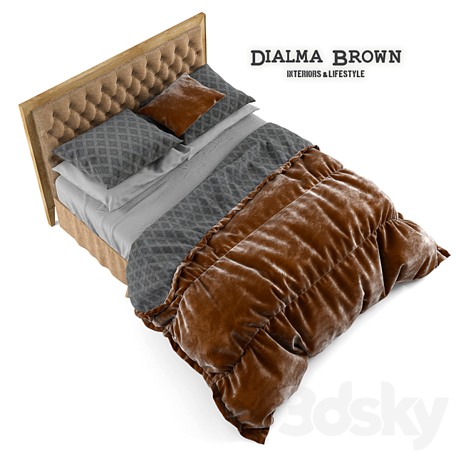 Bed Dialma Brown 3ds Max - thumbnail 3