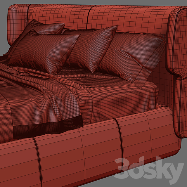 Bed Ditre Italia Claire 3DS Max Model - thumbnail 2