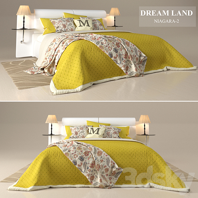 Bed “DreamLand_Niagara-2” with the author’s bedding 3DSMax File - thumbnail 1