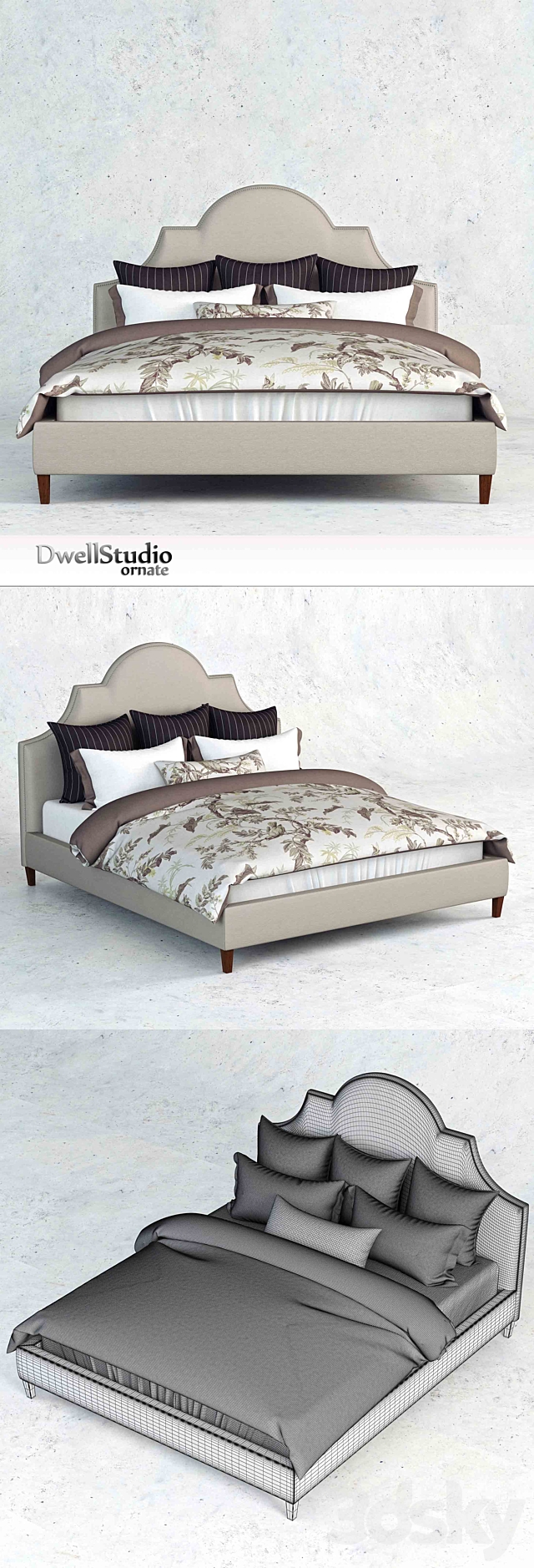 Bed DwellStudio Ornate 3DS Max Model - thumbnail 2