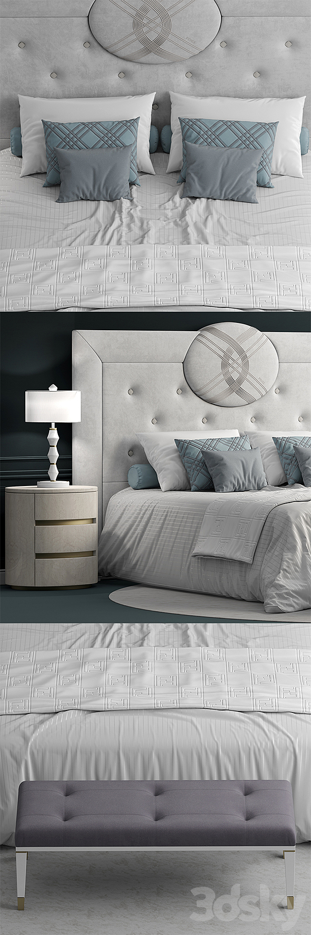 Bed fendi Cameo Maxi Bed 3DSMax File - thumbnail 2