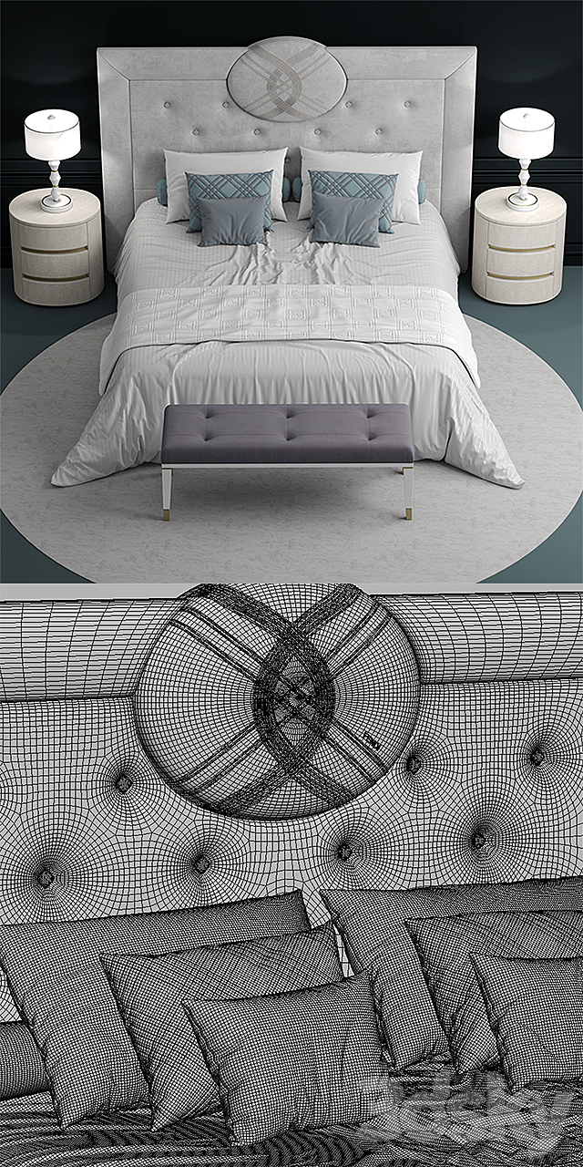 Bed fendi Cameo Maxi Bed 3DSMax File - thumbnail 3