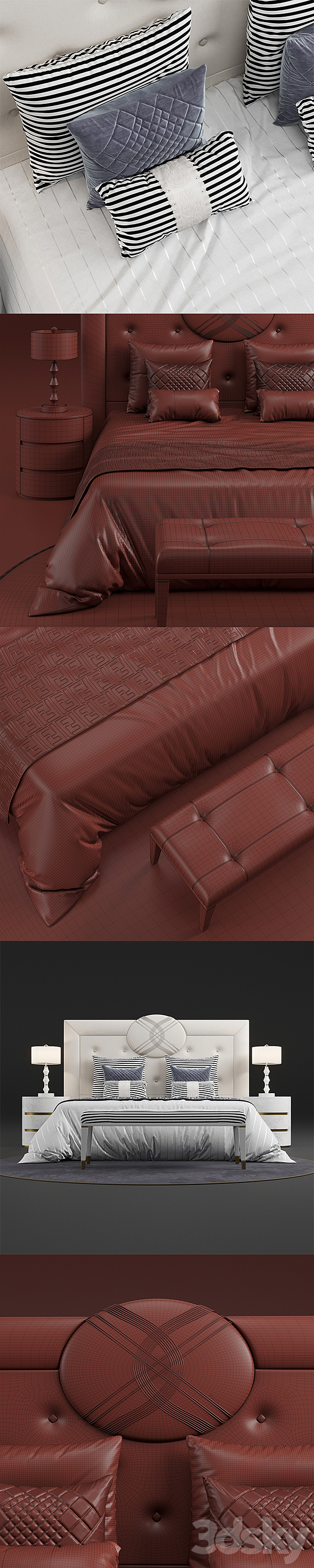 Bed Fendi Cameo Maxi Bed 3DSMax File - thumbnail 3