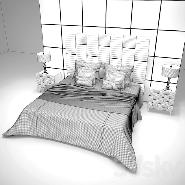 Bed FENDI casa 3DS Max Model - thumbnail 3