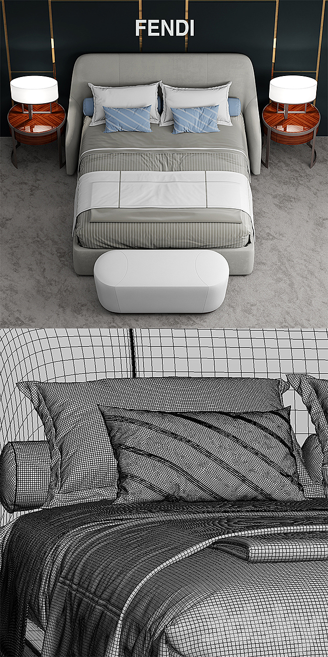 Bed Fendi Casa Audrey Bed 3DSMax File - thumbnail 3