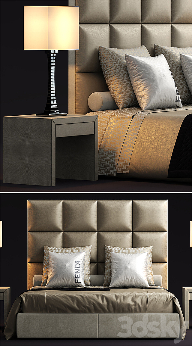 Bed fendi casa diamante 3DS Max Model - thumbnail 2