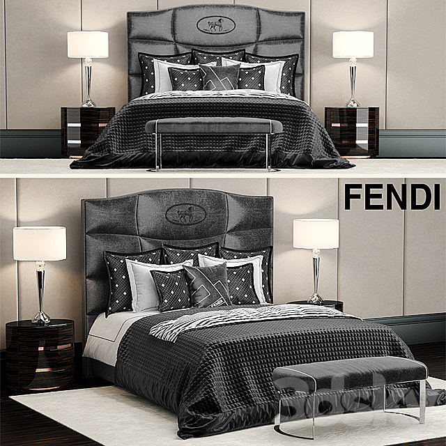 Bed Fendi George bed 3DSMax File - thumbnail 1