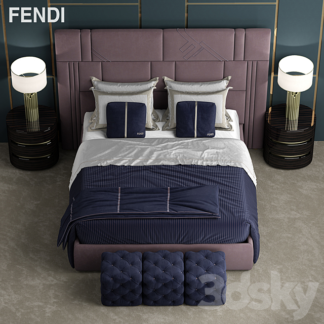 Bed fendi Nabucco Bed 3DSMax File - thumbnail 1