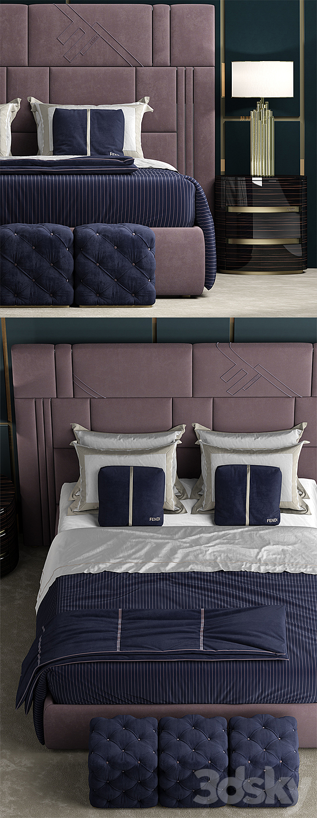 Bed fendi Nabucco Bed 3DSMax File - thumbnail 2